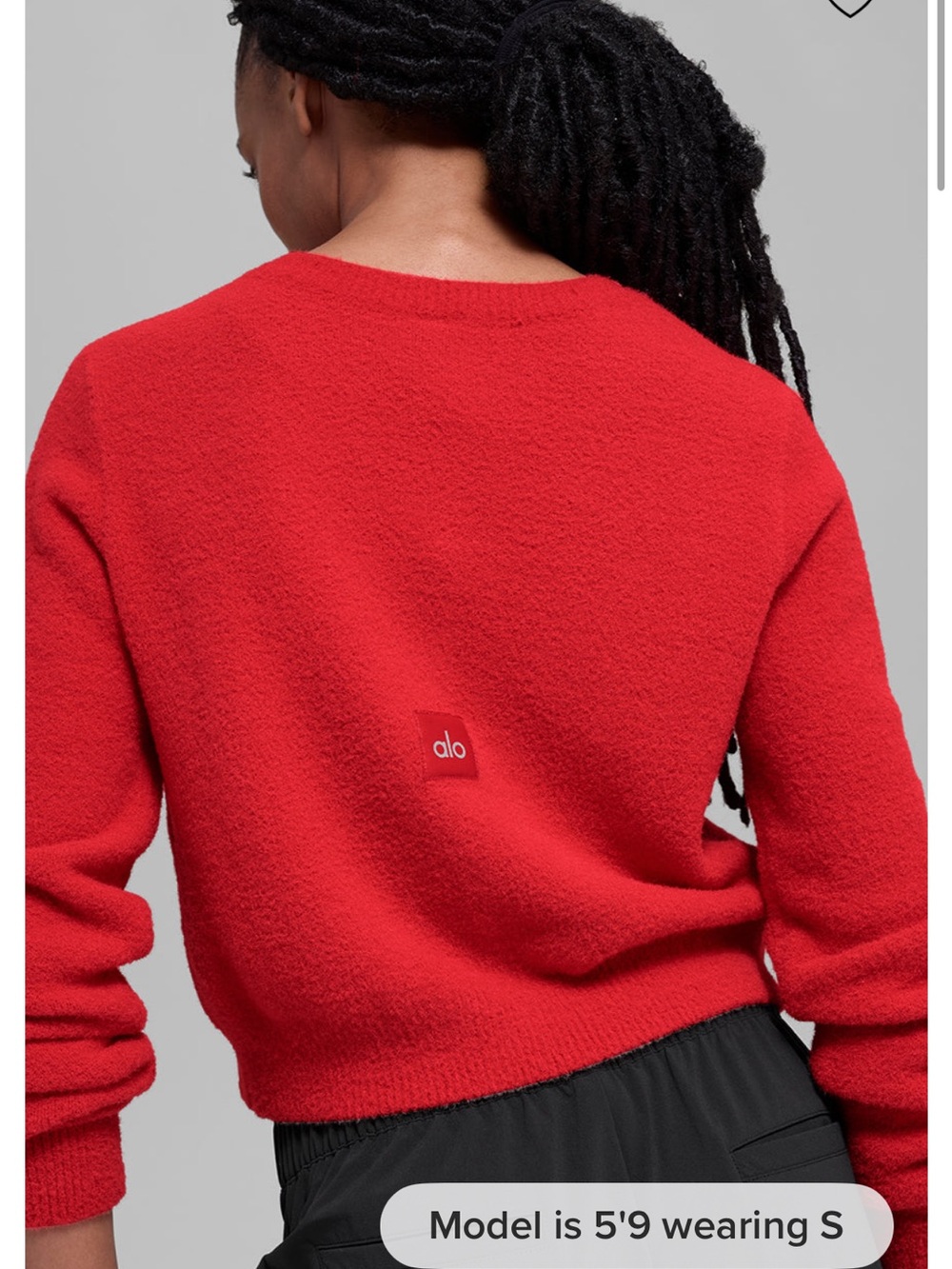 Alo Yoga Snuggle Up Sweater Cropped Cardigan - Bright Red Size Small - Picture 2 of 9